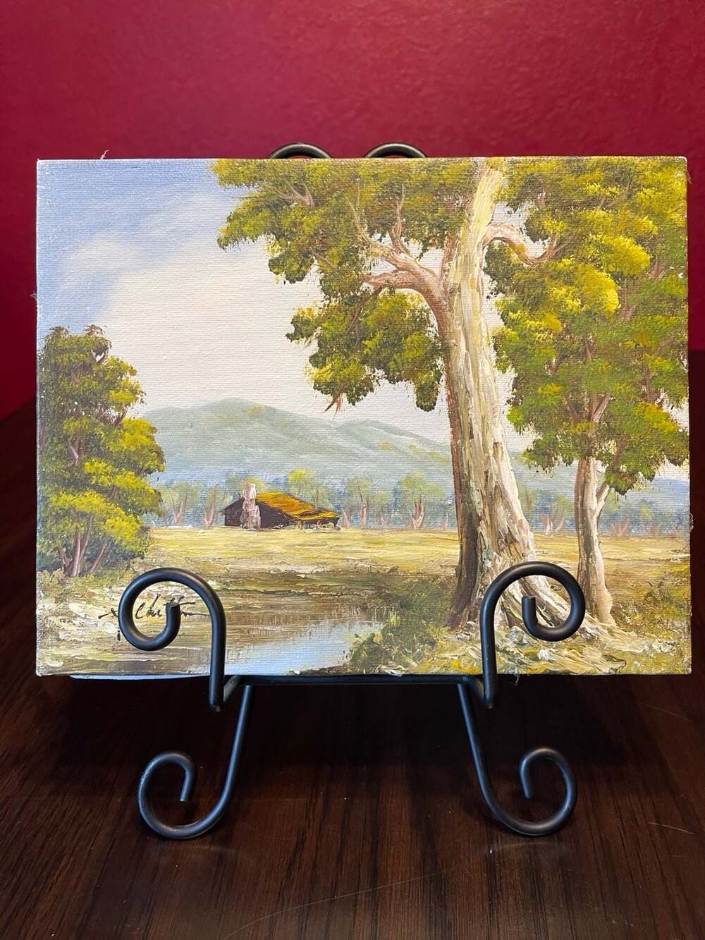A. Chilton Original Oil Painting Landscape Cabin and Trees